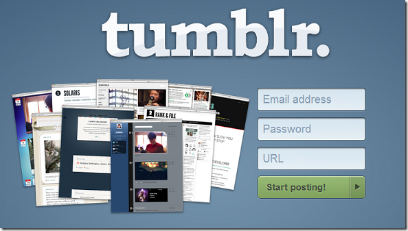 Como criar um Tumblr: tela inicial