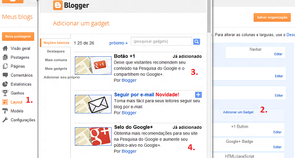 Gadgets Google+ para Blogger
