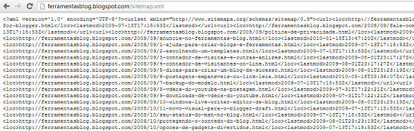 Sitemap.XML no Blogger
