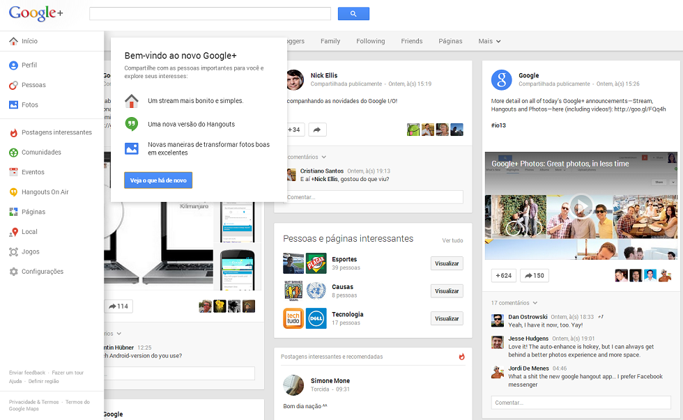 Novo Layout do Google+ Plus