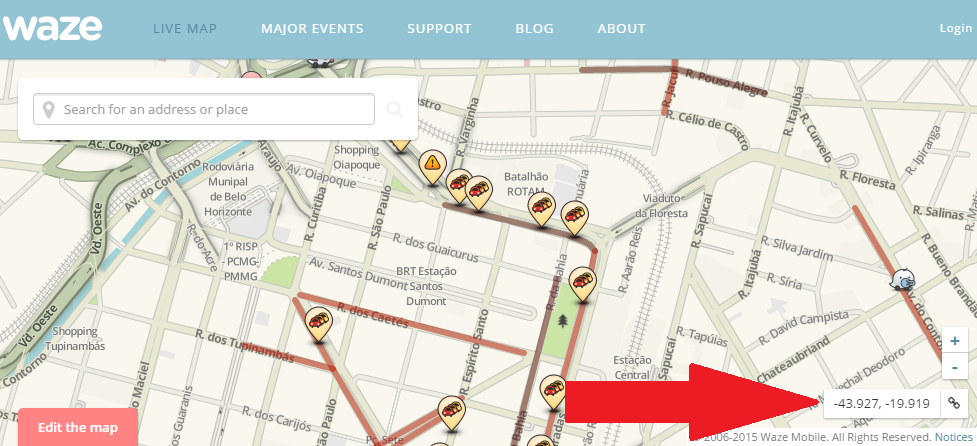 Link permanente para mapa d o Waze