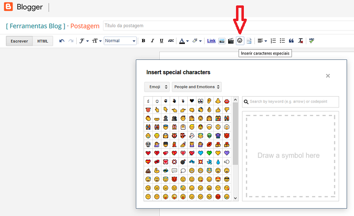 Emoji e Caracteres especiais no BLogger