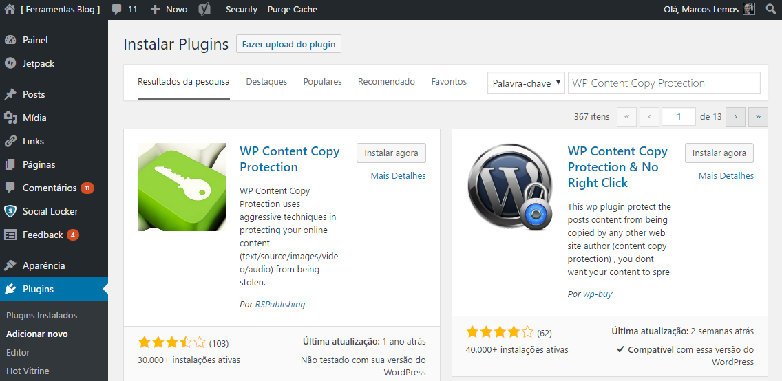 Opções de plugins WordPress para Bloquear cópia de conteúdo do Blog