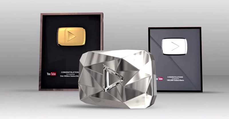Youtube Play de Prata, outro e diamante